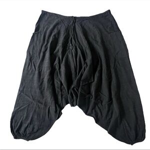 Black Harem Pants Unisex OS Made In Nepal 100% Cotton Boho Hippie Lounge Comfort